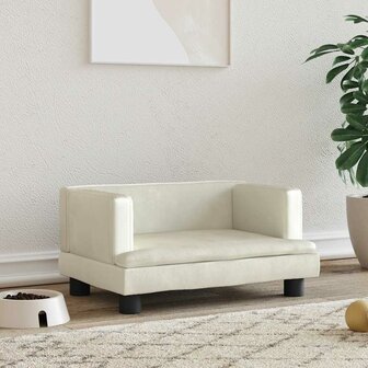 Hondenmand 60x40x30 cm fluweel cr&egrave;mekleurig 1
