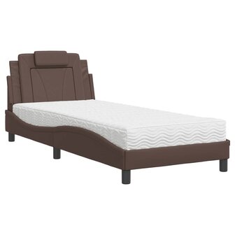 Bed met matras kunstleer bruin 80x200 cm 2