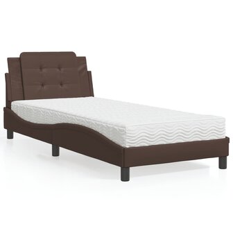 Bed met matras kunstleer bruin 80x200 cm 1