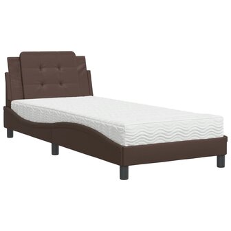 Bed met matras kunstleer bruin 80x200 cm 2