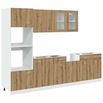 7-delige Keukenkastenset bewerkt hout artisanaal eikenkleurig 2