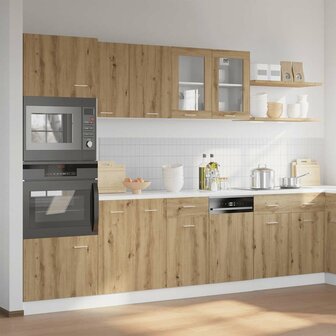 7-delige Keukenkastenset bewerkt hout artisanaal eikenkleurig 3