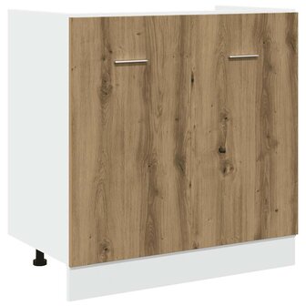 7-delige Keukenkastenset bewerkt hout artisanaal eikenkleurig 7