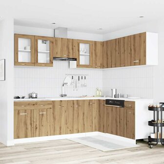 11-delige Keukenkastenset bewerkt hout artisanaal eiken 1
