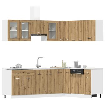11-delige Keukenkastenset bewerkt hout artisanaal eiken 3
