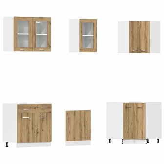 11-delige Keukenkastenset bewerkt hout artisanaal eiken 4