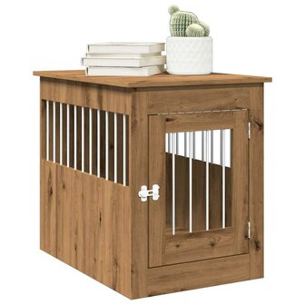 Hondenbench 55x80x68 cm bewerkt hout artisanaal eikenkleurig 1