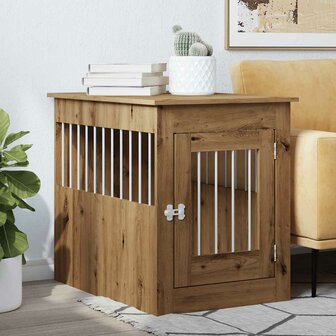 Hondenbench 55x80x68 cm bewerkt hout artisanaal eikenkleurig 3