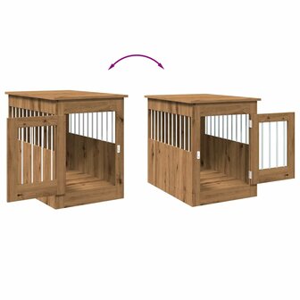 Hondenbench 55x80x68 cm bewerkt hout artisanaal eikenkleurig 8
