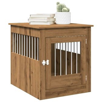 Hondenbench 64,5x80x71 cm bewerkt hout artisanaal eikenkleur 1