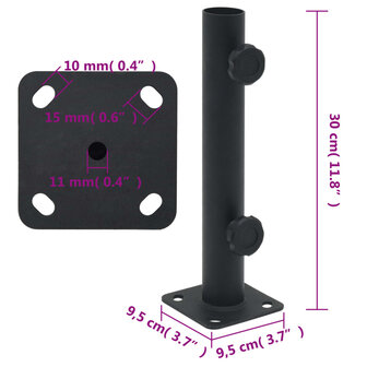 Parasolvoet voor &Oslash;32/34/38 mm stok staal matzwart 6