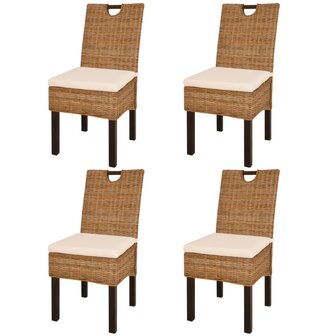 Eetkamerstoel 4 st kubu rattan mangohout 1