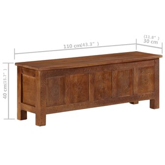 Opbergkist 110x30x40 cm massief mangohout 9