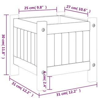 Plantenbak met voering 31x31x30 cm massief acaciahout 8