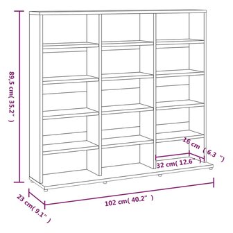 Cd-kast 102x23x89,5 cm bewerkt hout gerookt eikenkleurig 7