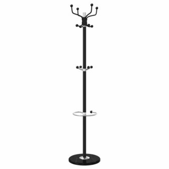 Kapstok met parapluhouder 180 cm gepoedercoat ijzer zwart 6