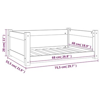 Hondenmand 75,5x55,5x28 cm massief grenenhout 8