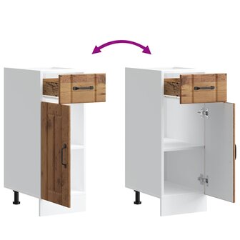 Keuken onderkast Lucca bewerkt hout oud houtkleurig 9
