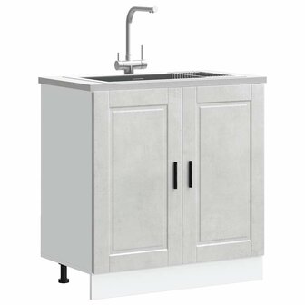 Spoelbakonderkast Porto 80x46x81,5 cm bewerkt hout betongrijs 1