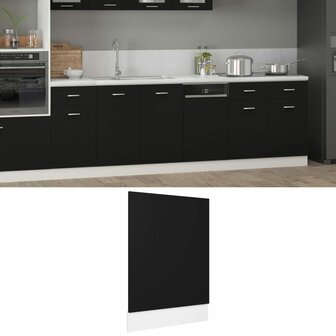 Vaatwasserpaneel Lyon 45x3x67 cm bewerkt hout zwart 1