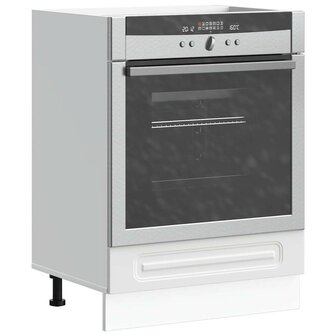 Ovenkast Kalmar bewerkt hout wit 1