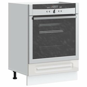 Ovenkast Kalmar bewerkt hout hoogglans wit 1