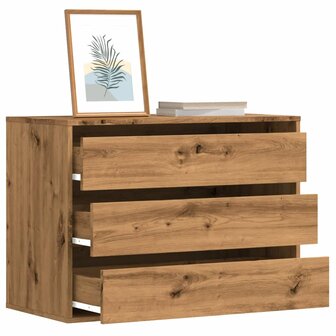 Ladekast 80x41x58 cm bewerkt hout artisanaal eikenkleurig 1