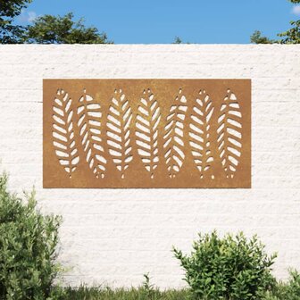 Wanddecoratie tuin bladontwerp 105x55 cm cortenstaal 1