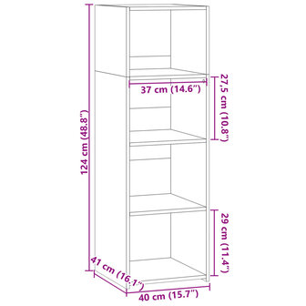 Hoge kast 40x41x124 cm bewerkt hout gerookt eikenkleurig 9