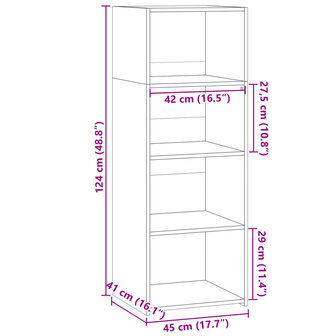 Hoge kast 45x41x124 cm bewerkt hout gerookt eikenkleurig 9