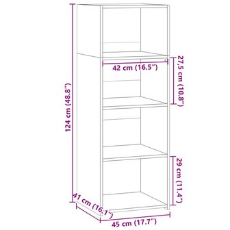 Hoge kast 45x41x124 cm bewerkt hout bruin eikenkleurig 9