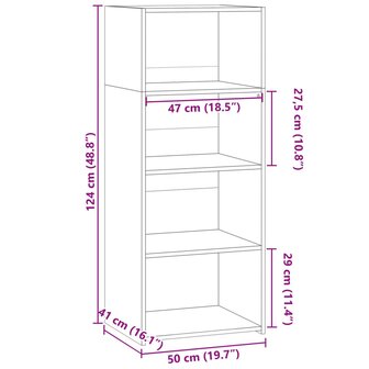 Hoge kast 50x41x124 cm bewerkt hout grijs sonoma eikenkleurig 9