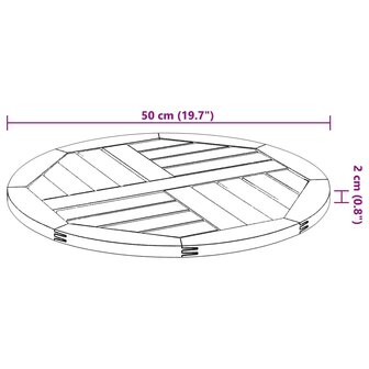 Tafelblad rond &Oslash; 50x2 cm massief acaciahout 8