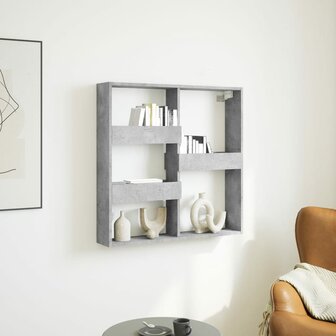 Wandkast 80x15x80 cm bewerkt hout betongrijs 1