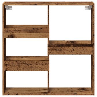Wandkast 80x15x80 cm bewerkt hout oud houtkleurig 4