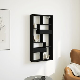 Wandkast 50x15x100 cm bewerkt hout zwart 1