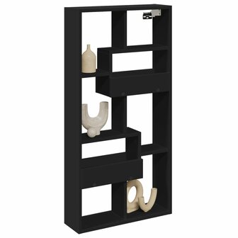 Wandkast 50x15x100 cm bewerkt hout zwart 3