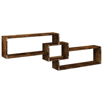 Wandkast 158x18x53 cm bewerkt hout gerookt eikenkleurig 6