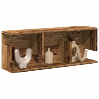 Wandkast 80x20x30 cm bewerkt hout oud houtkleurig 1