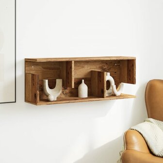 Wandkast 80x20x30 cm bewerkt hout oud houtkleurig 3