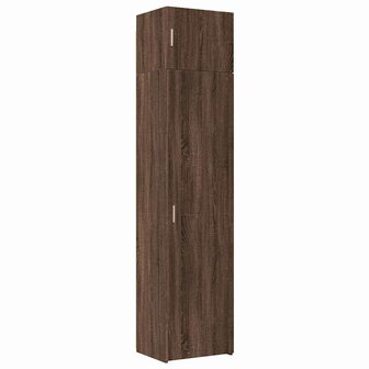 Opbergkast smal 50x42,5x225 cm bewerkt hout bruin eikenkleur 2