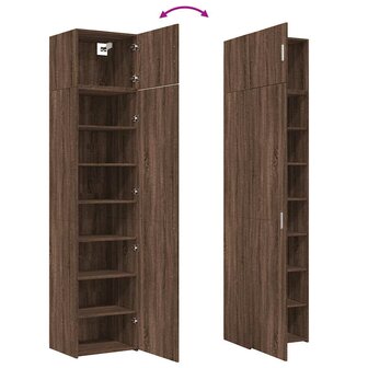 Opbergkast smal 50x42,5x225 cm bewerkt hout bruin eikenkleur 9