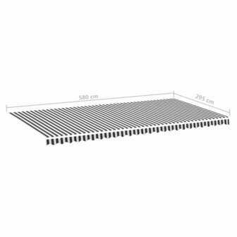 Vervangingsdoek voor luifel 6x3 m antracietkleurig en wit 6