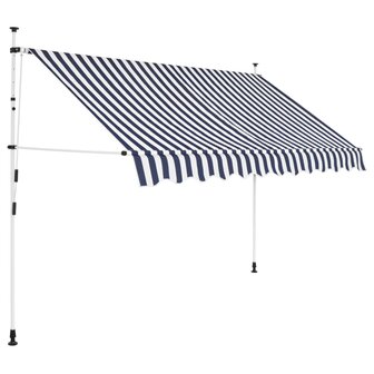 Luifel handmatig uittrekbaar 300 cm blauw en witte strepen 1