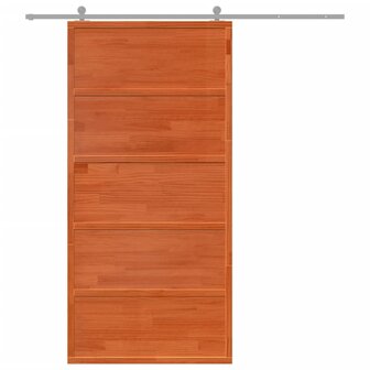 Schuifdeur 100x208 cm massief grenenhout wasbruin 3