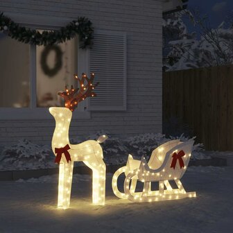 Kerstdecoratie rendier en slee 100 LED&amp;apos;s koudwit 1