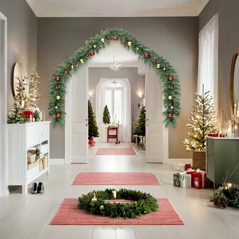 Kerstslinger versierd met kerstballen en LED-lampjes 10 m 3