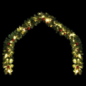 Kerstslinger versierd met kerstballen en LED-lampjes 10 m 4
