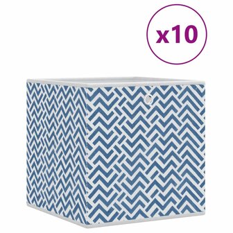 Opbergboxen 10 st inklapbaar 32x32x32 cm ongeweven stof blauw 2