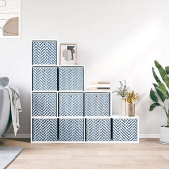 Opbergboxen 10 st inklapbaar 32x32x32 cm ongeweven stof blauw 4